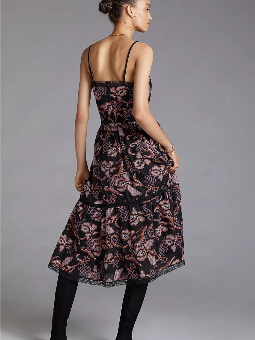 Anthropologie Embroidered Maxi Dress Size L - Picture 4 of 14